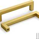 homdiy 30 Pack 5 Inch Gold Kitchen Cabinet Handles Gold Handles for Cabinets Brushed Brass Cabinet Pulls Square Hardware for Cabinets Stainless Steel Modern Hardware