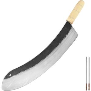 Carbon Steel 50cm Clever Chef Knife, Kebap Blade, Turkish Knife, Mincing Knife and 2 pcs. Skewers, Large 19.7 in