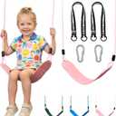HeyZoo Heavy Duty Kids Swing Seat with 79" Adjustable Rope, 330 lbs Capacity Swing Set Accessories Replacement with 2 Carabiners and 2 Extra Hanging Straps, Outdoor Playground Gifts, Pink 1 Pack