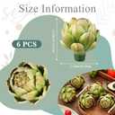 Timgle 6 Pcs Green Artificial Artichokes Fake Vegetables and Fruits for Summer Kitchen Wedding Bowl and Vase Decorations (Large)