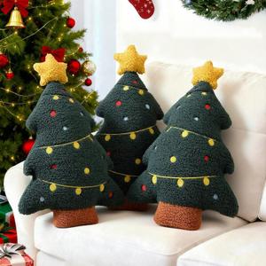 3 Pcs Christmas Tree Pillows,17 Inch Xmas Tree Shaped Plush Pillow,Cute Stuffed Pine Pillow,Soft Throw Pillows,Tree Decorative Pillows for Cushion Bed Christmas Home Decor Gift