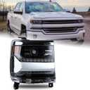 Chrome FULL LED DRL Projector Headlight Assembly Compatible with 2016-2018 Chevy Silverado 1500/2019 Silverado 1500 LD Right Passenger Side 84292721 GM2503452