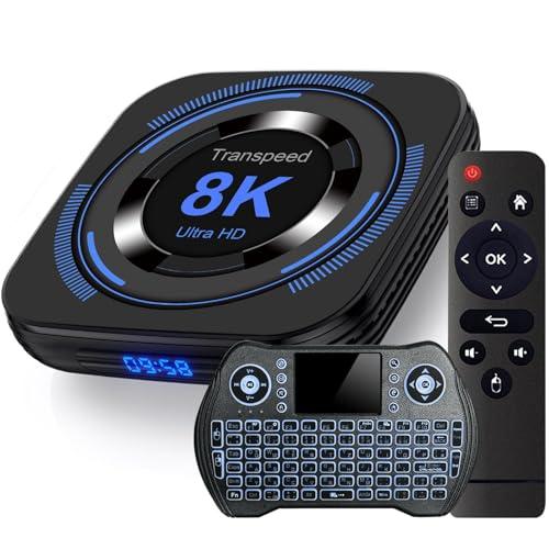 Android TV Box 12.0 4GB 32GB TV Box 2025 Support 8K Dual-WiFi 2.4G 5.8G Android Box H618 Chipset with HDR10 BT5.0 USB 2.0 3D Ethernet with Mini Backlit Keyboard
