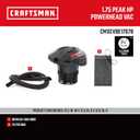 CRAFTSMAN CMXEVBE17678 1.75 Peak HP Wet Dry Vac Powerhead, Portable Shop Vacuum Compatible with a 5 Gallon Bucket (Sold Separately) with Filter Bag and Hose for Jobsite, Outdoor Cleaning