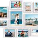 decorUhome Picture Frames Collage Wall Decor for Photo Gallery Display, Assorted Picture Frames set of 10 Including Two 8x10 / Four 5x7 / Four 4x6 for Family Wall Decor, Distressed White, 10 Pack