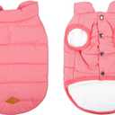 Warm Dog Coat, Windproof Dog Jacket Fleece Pet Winter Coats Solid Color Dogs Clothes Cold Weather Pet Jacket Vest Soft Puppy Apparel for Small Medium Dogs Cat (L, Pink)