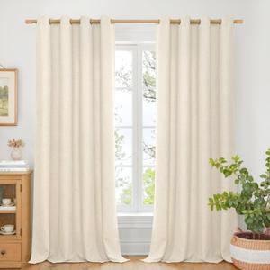 BGment Linen Curtains 95 Inch Long for Living Room 2 Panels, Thick Textured Privacy Floor Length Window Drapes Non See Through for Bedroom Farmhouse Light Filtering Grommet Top, Each 52 Inch Wide