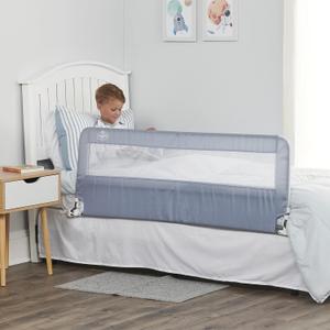 Regalo Safety 54 Extra Long Hideaway Bed Rail Guard for Toddlers, Toddler Bed Rail with Reinforced Anchor Safety System, 20 Tall Bed Safety Rail, Fits Twin, Full & Queen Beds, Gray