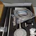 Adjustable Shower Slide Bar with 5-Function Handheld Shower Head, Stainless Steel Grab Slide Bar Combo with Extra Hose (Brushed Nickel)