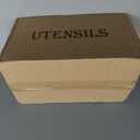 Suli Extra Large Kitchen Utensils Holder with 4 Compartments, White Wooden Utensil Organizer for Kitchen Countertop, Farmhouse Utensil Storage, Rustic Cooking Utensils - White Grain