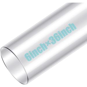 Geetery Clear PC Pipe Long Polycarbonate Round Rigid Plastic Tubing Unbreakable Plastic Tube Clear Tube for Dust Collection Hose Fittings (6 x 36 Inch)