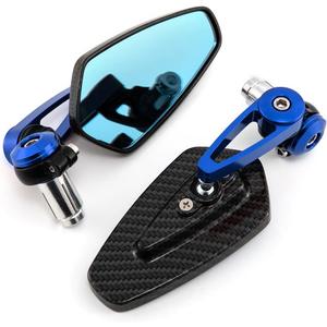 Motorcycle End Bar Mirror 7/8'' 22mm Universal Foldable Motorbike Side Mirror (Black Blue)