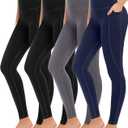 MIRITY 4 Pack Yoga Leggings with Pockets for Women - High Waist Tummy Control Pants for Workout (S)