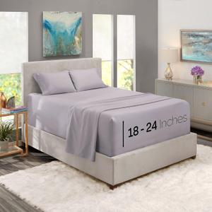 Nestl King Size Sheet Set, 4 Piece Extra Deep Pocket (18-24 inches), Microfiber, Hotel Luxury, Soft, Breathable, Wrinkle-Free, Easy to Care, Grey Lavender