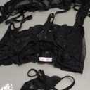 ADOME Lingerie Set for Women Sexy Lace Lingerie Underwire Push Up Bra Garter Set Lingerie Bra and Panty Set (No Stockings)  L