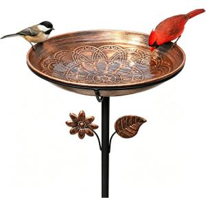 13" Metal Bird Bath for Outside | Rust-Resistant Outdoor Birdbath Bowl with Stake | Adjustable Height Garden Bird Bath, Removable Bowl,Easy to Clean for Yard Lawn Decor
