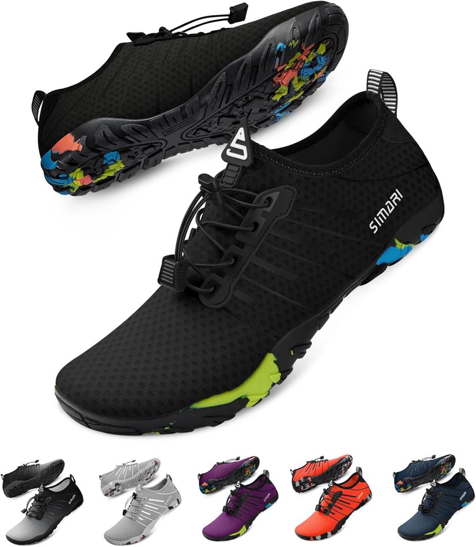 SIMARI Water Shoes for Women Men - Barefoot Quick-Dry Aqua Socks | Lightweight Swim Shoes for Surfing, Swimming, Beach Sports, Kayaking, Diving | Non-Slip Design, Size: 8 Women/6 Men