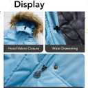 Girls Winter Coat Warm Puffer Jacket Long Fleece Lined Coat With Removable Hood, Size 9/10