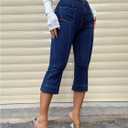 Floerns Women's Capri Jeans Mid Waist Trendy Stretchy Flare Leg Denim Pants (Blue, 2XL)
