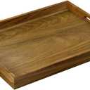17 inch Acacia Wood Serving Tray with Handles, Decorative Display Tray for Coffee Table, Breakfast in Bed, Food Dinner