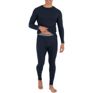Fruit of the Loom Men's Recycled Waffle Thermal Underwear Set (Top and Bottom) (X-Large, Navy)
