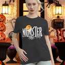 Halloween Momster T-Shirt for Women Funny Spider Bat Tee Mom Ster Letter Print Tee Tops (X-Large, Grey)