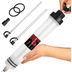 Thorstone 500cc Automotive Fluid Extractor Pump, Manual Oil Change Syringe with 2pcs 22cm PVC Suction Tubes