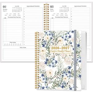 2026-2027 Daily & Monthly Planner Calendar - Daily Planner Calendar One Page Per Day from July 2026 to June 2027, Flexible Cover, 7" x 10", Storage Pocket, Crushed Flower