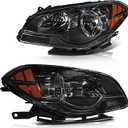 Headlight Assembly replacement for Chevrolet Malibu 2008-2012 Black Housing Amber Reflector Clear Lens