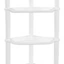 4 Tier Corner Shower Caddy, Rustproof, Plastic Shower Organizer for Bathroom, Bathtub, Shower pan, Bath Accessories Shower Caddies, 13.5 x 10 x 33.5 Inches, White (Round Slot White 4 Tier)