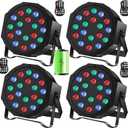 U`King 36W Wireless Uplights, 18 RGB Stage Lights, Rechargeable Par Lights with DMX512 & Sound-Activated Mode, LED Par Can for Party Event Wedding Show, 4 Pack