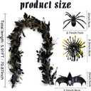 Halloween Decorations Black Spider with Maple Leaf Halloween Picks Garland for Home Party Mantle Indoor Outdoor Backdrop Wall Decor 70.87 Inch