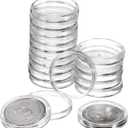 uxcell 20 Pcs 25mm Silver Dollar Coin Holders, Plastic Coin Capsule Covers Acrylic Clear Round Coin Collection Supplies Container for Silver Coin Protectors or NFC Tag