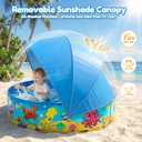 Foldable Kiddie Pool with Canopy 47IN Toddler Baby Pool with Detachable UPF 50+ Shade, Carry Bag Hard Plastic Foldable Swimming Pool Portable Summer Water Play Pool for Outdoor Backyard Beach
