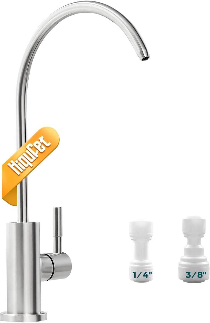 Drinking Water Faucets for Kitchen Sink, Stainless Steel Water Filter Faucet for Reverse Osmosis or Water Filtration System, RO Bar Sink Faucet, Brushed Nickel