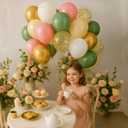 Sage Green and Dusty Pink Balloons, Retro Pink Muted Green White Gold Baby in Bloom Balloons for Girls Women Floral Fairy Wildflower Camping Birthday Woodland Baby Shower Garden Tea Party Decorations