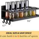 Magnetic Spice Rack for Refrigerator, 2 Pack Magnetic Shelf, Fridge Magnet Organizer with Moveable 6 Hooks, Magnetic Fridge Shelf for Kitchen Organization and Storage(Black, 2 Pack)