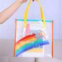 2 x Iridescent Tote Bag PVC Handbag Waterproof Beach Bag Reusable Clear Bags for Shopping Vacation Travel Pool (Large Size)