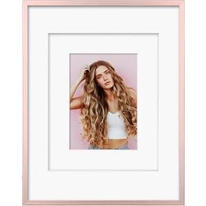 Egofine 11x14 Aluminum Picture Frame Display with Mats for 5x7/ 8x10 or 11x14 without Mat, Metal Picture Frame Covered by Plexiglass for Tabletop and Wall Mounting, 1 Pack, Rose Gold