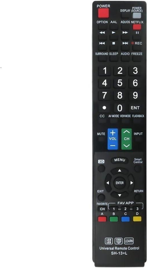 LuckyStar SH-13+L Universal Remote Control for Almost All Sharp Brand LCD LED HD TV, Smart TV, GB004WJSA GB005WJSA GA890WJSA GB118WJSA GJ221-C GJ221 (SH-13+L)