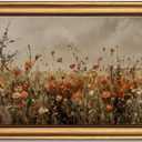 Devunaty Gold Framed Wall Art Vintage Flower Canvas Wall Art for Living Room Wildflower Field Nature Landscape Wall Decor Painting Picture Rustic Farmhouse Print Artwork Bedroom Bathroom Decor 16"x24"