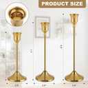 Candlestick Holders 4 Sets(12 Pcs), Brass Gold Candle Holders with Anti-Slip Pad, Metal Taper Candle Holder, Candle Holder for Wedding Fireplace Mantel Housewarming Gift