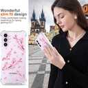 Hungo Compatible for Samsung Galaxy S23+ Plus Case, Thin Slim Cute Girly Skin Cases Protector with Airbag Bumper for Women Girls (Clear Cherry Blossom)