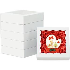100 Pcs Individual Cookie Boxes 4 1/2" x 4 1/2" x 1 1/5" Small Gift Boxes Single Bakery Box for Christmas Valentine's Mother's Day