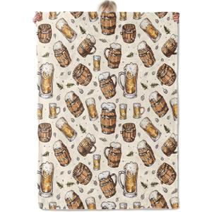 Cheery Beer Mug Throw Blanket Gifts for Women, Soft Fuzzy Warm Cozy Flannel Blankets for Bedroom, Travel, Couch, Home Decor 50x60 in