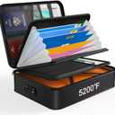 Noiposi Document Organizer with 5200 Heat Insulated,15.0"x11.0"x4.3" Water Resistant and Fireproof Document Box,Portable Home Travel Safe Storage Box for Important Documents,File (Medium, Black)