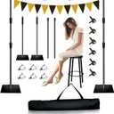 Backdrop Stand, 8x10ft Metal Base Photo Studio Support System, Adjustable Backdrop Frame for Photography, Streaming, Wedding, Projector Screen, Tool Free Setup & Portable Carry Bag