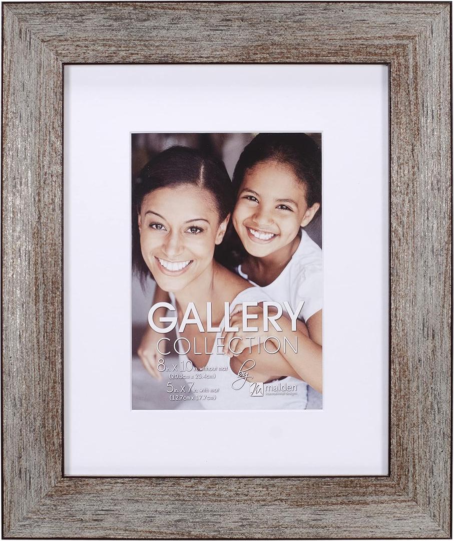 Malden International Designs Ashton Multi-toned Gloss Bevel Matted 5x7/8x10 Wall Photo Frame
