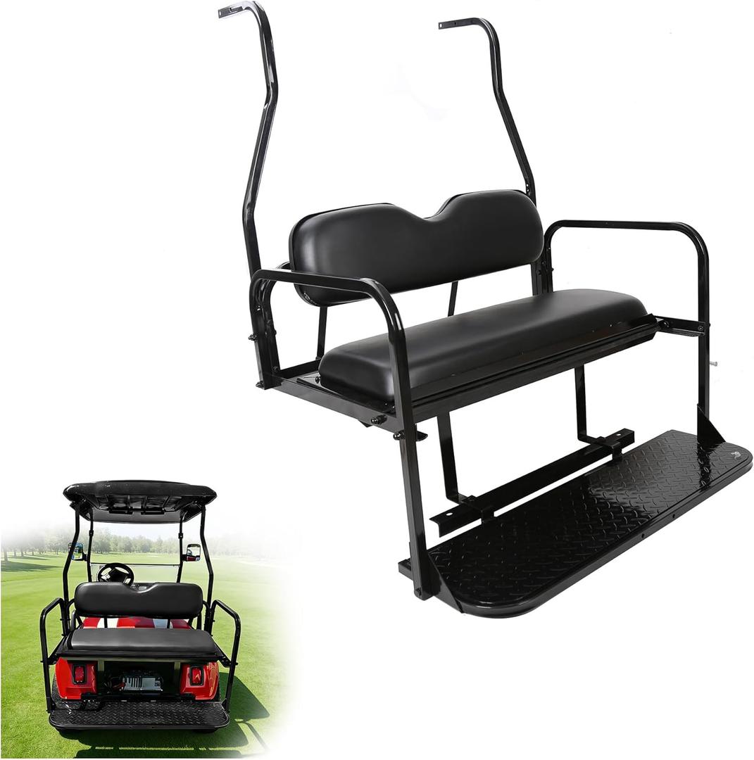 ECOTRIC Rear Flip Folding Seat Compatible with 2000.5-Up Club Car DS Model Golf Cart 400 lbs Weight Capacity-2 Packages