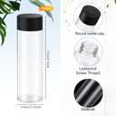 Tanlade 24 Pcs Clear Plastic Bottles Empty Sensory Bottles with Caps PET Plastic Juice Reusable Leakproof Drink Container Bulk for Juice Milk(10 Oz/ 300 ml,Black Lid)